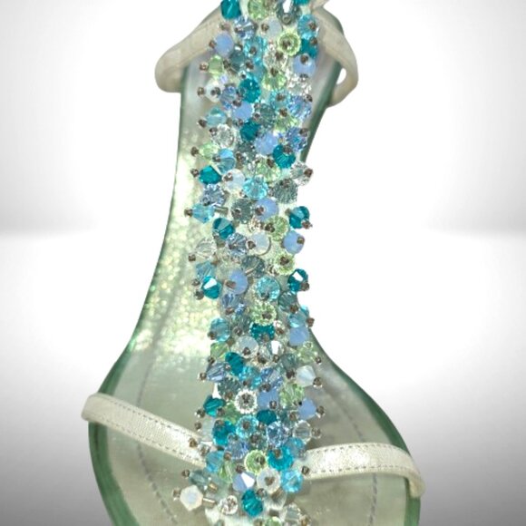 Rene Caovilla Laminato Verde Crystal Sandals – Size 37 - Picture 4 of 12